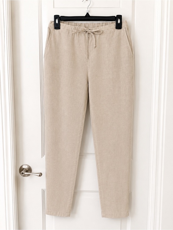 CP Shades Pants - CP Shades Linen Pull On Pants Drawstring Elastic Waist Beige